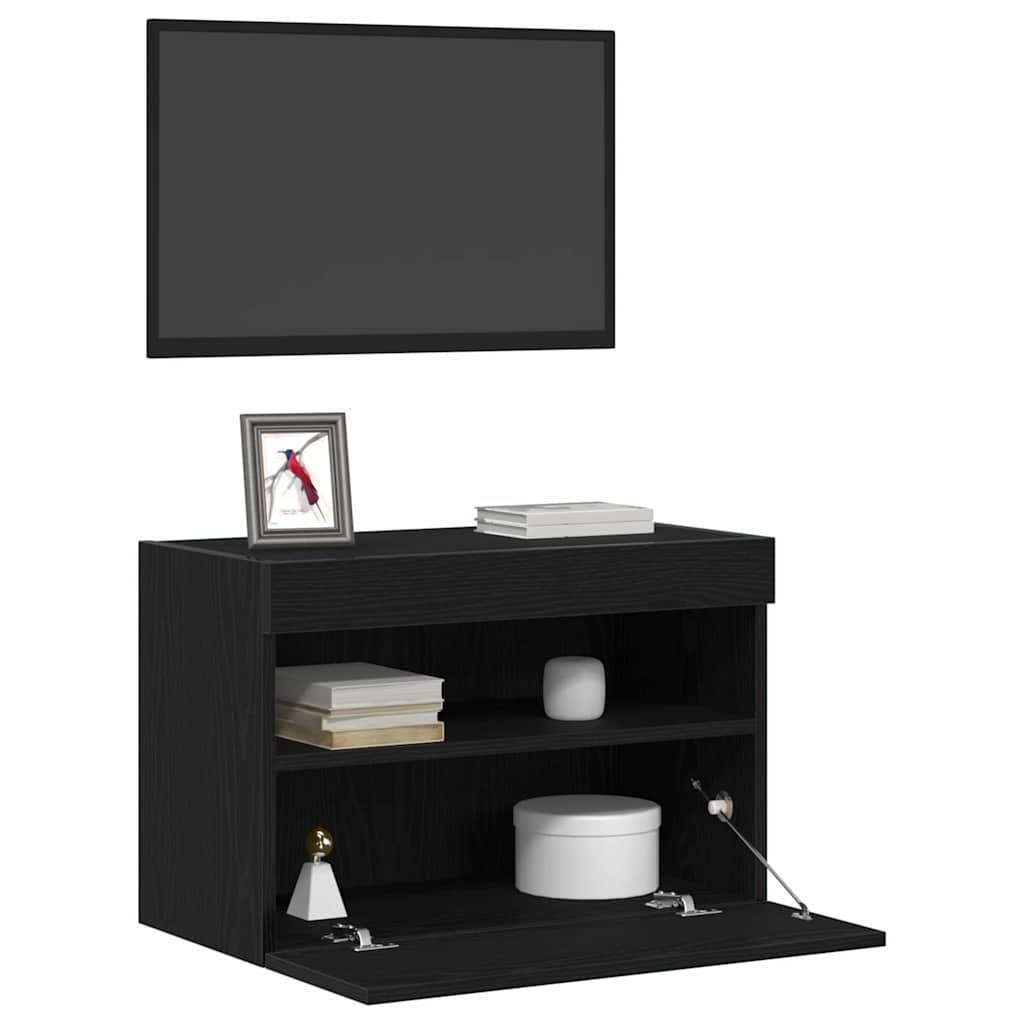 vidaXL TV Wall Cabinet Black oak 60 x 30 x 40 cm Engineered wood