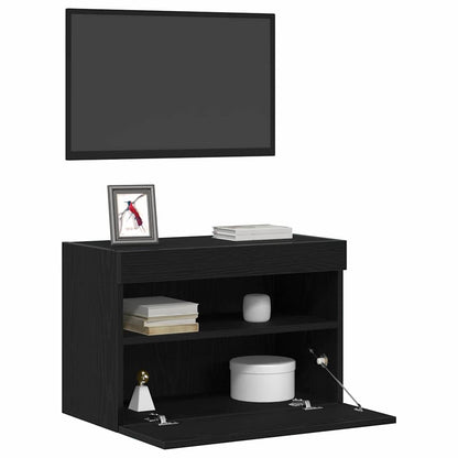 vidaXL TV Wall Cabinet Black oak 60 x 30 x 40 cm Engineered wood