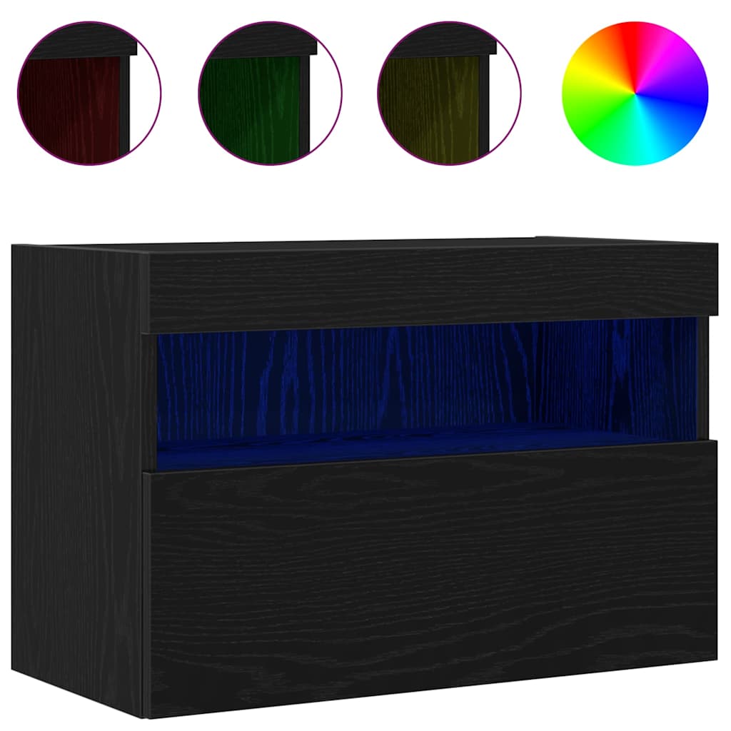 vidaXL TV Wall Cabinet Black oak 60 x 30 x 40 cm Engineered wood