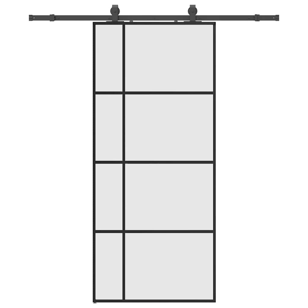 vidaXL Sliding Door with Hardware Set Black 90x205 cm ESG Glass