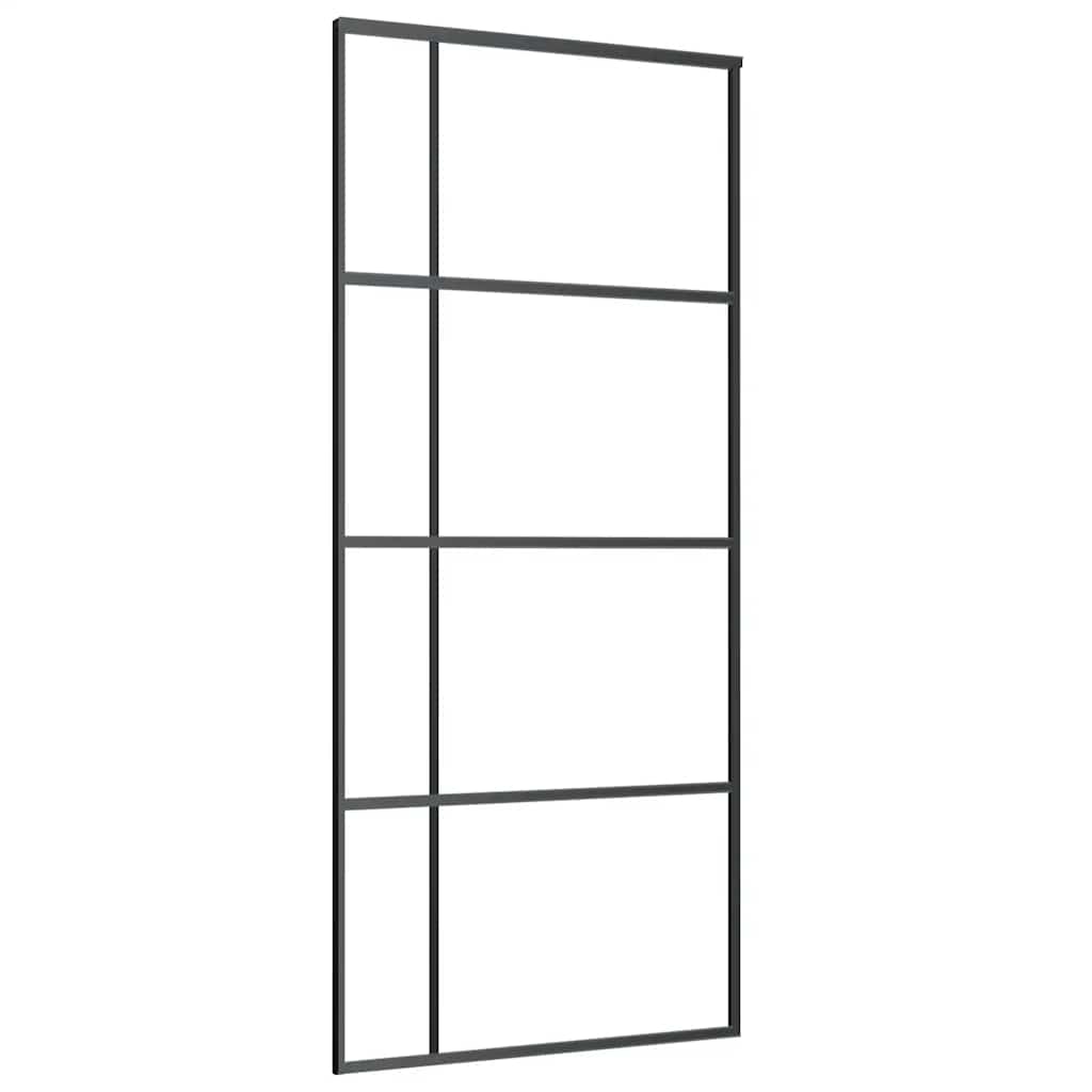 vidaXL Sliding Door with Hardware Set Black 90x205 cm ESG Glass