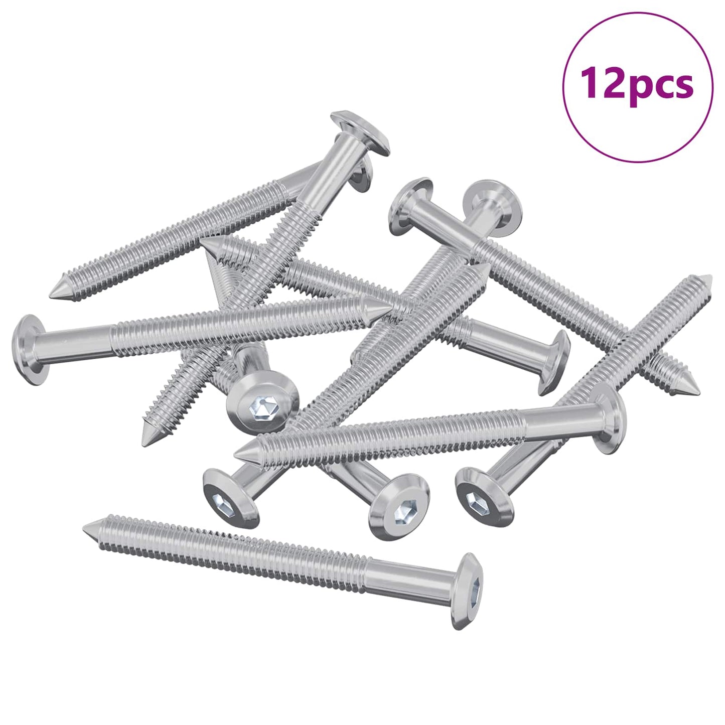 vidaXL Furniture Screws 12 pcs Silver M6 x 60 mm Steel