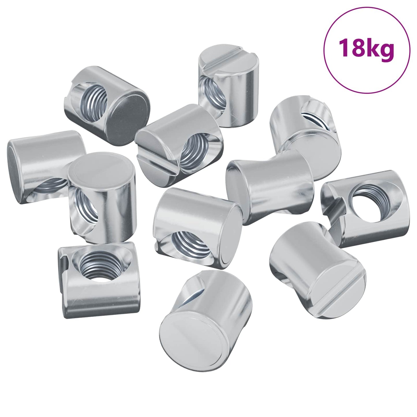 vidaXL Barrel Nuts 4500 pcs Silver M6 x 12 mm Metal