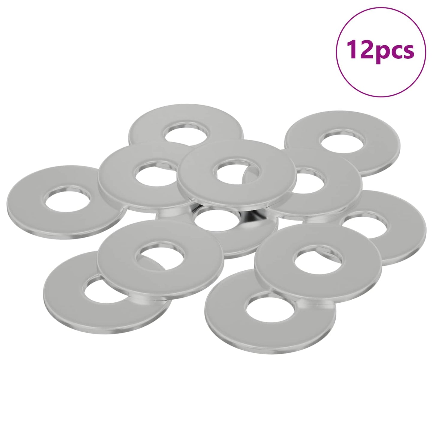 vidaXL Washers 12 pcs Silver 12 x 12 x 1.2 cm Iron