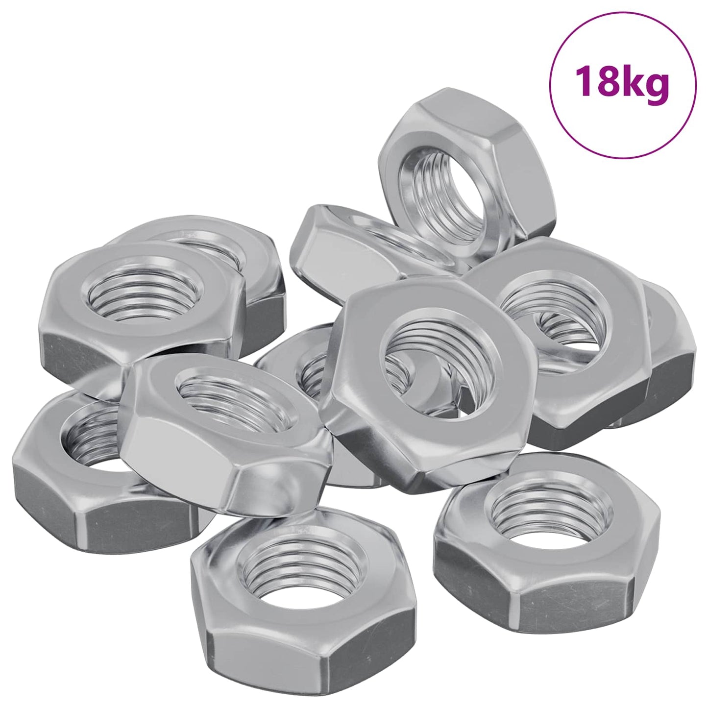 vidaXL Hex Nut 3600 pcs Silver Metal