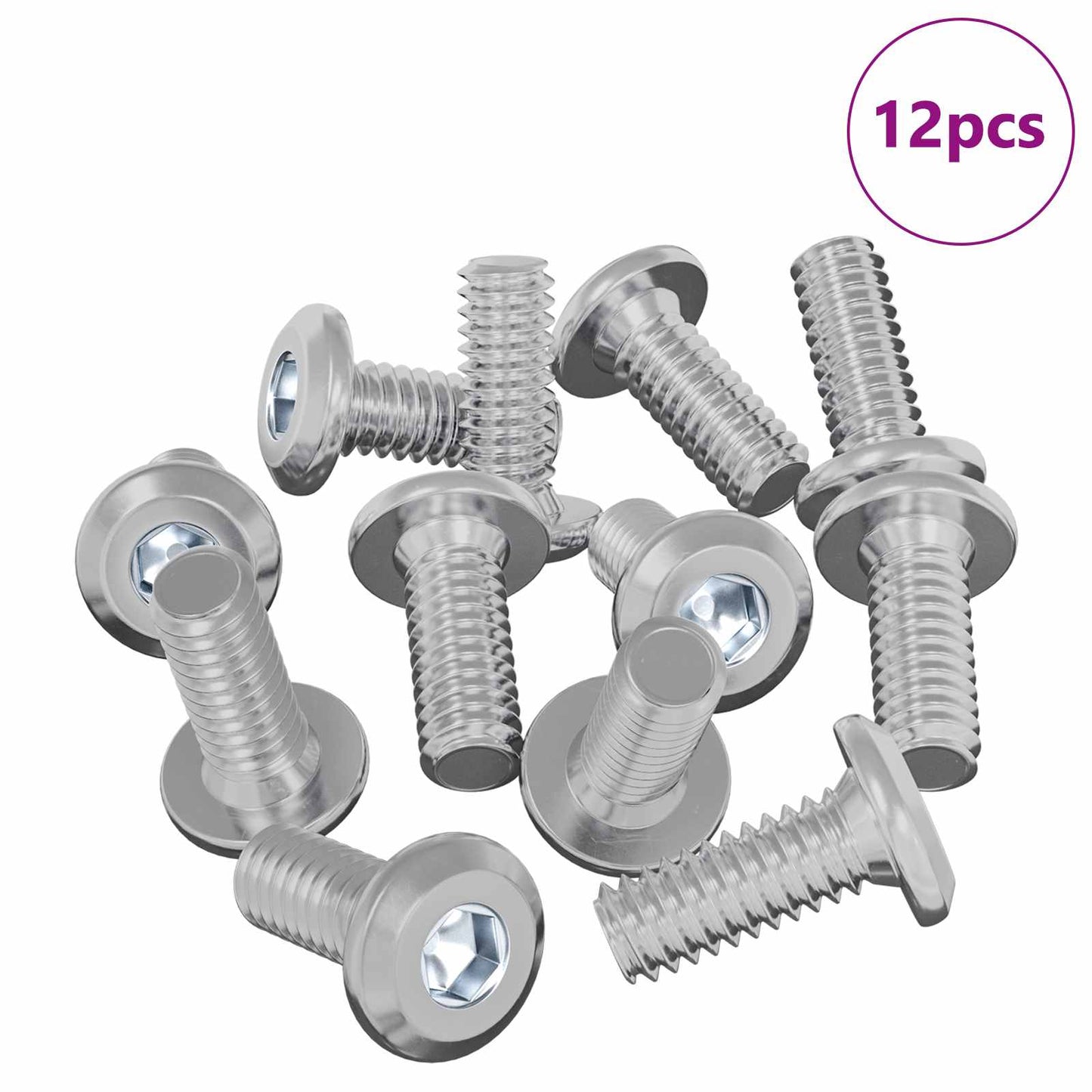vidaXL Head Lock Screw 12 pcs Silver M6 x 15 mm Steel