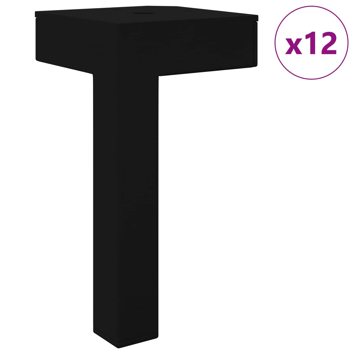 vidaXL Standing Feet 12 pcs Black 57 x 57 x 100 mm Iron