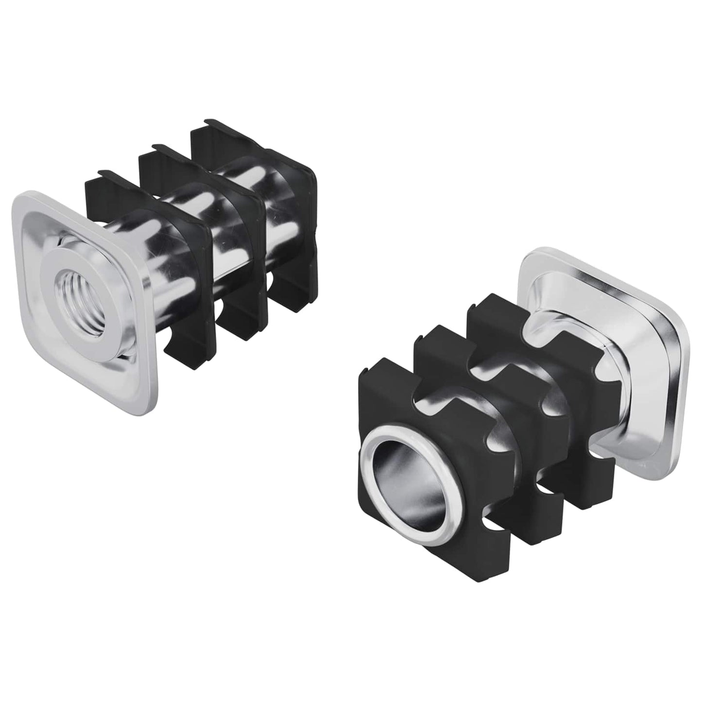 vidaXL Threaded Tube Insert 2 pcs Black and Silver Galvanised Steel