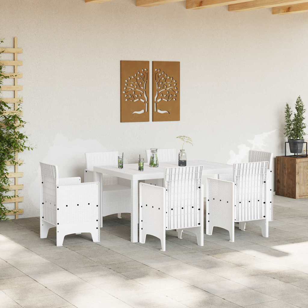vidaXL Garden Table White 150 x 100 x 73 cm Poly Rattan