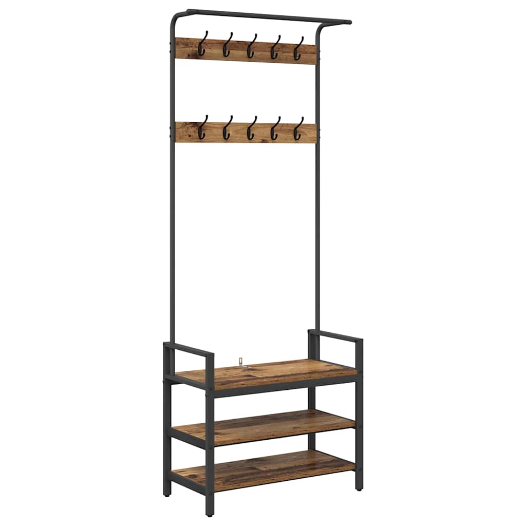 vidaXL Coat Rack with Shelf Old Wood 75 x 34 x 184 cm Engineered wood