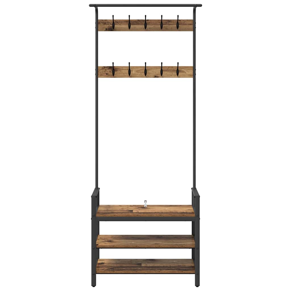 vidaXL Coat Rack with Shelf Old Wood 75 x 34 x 184 cm Engineered wood