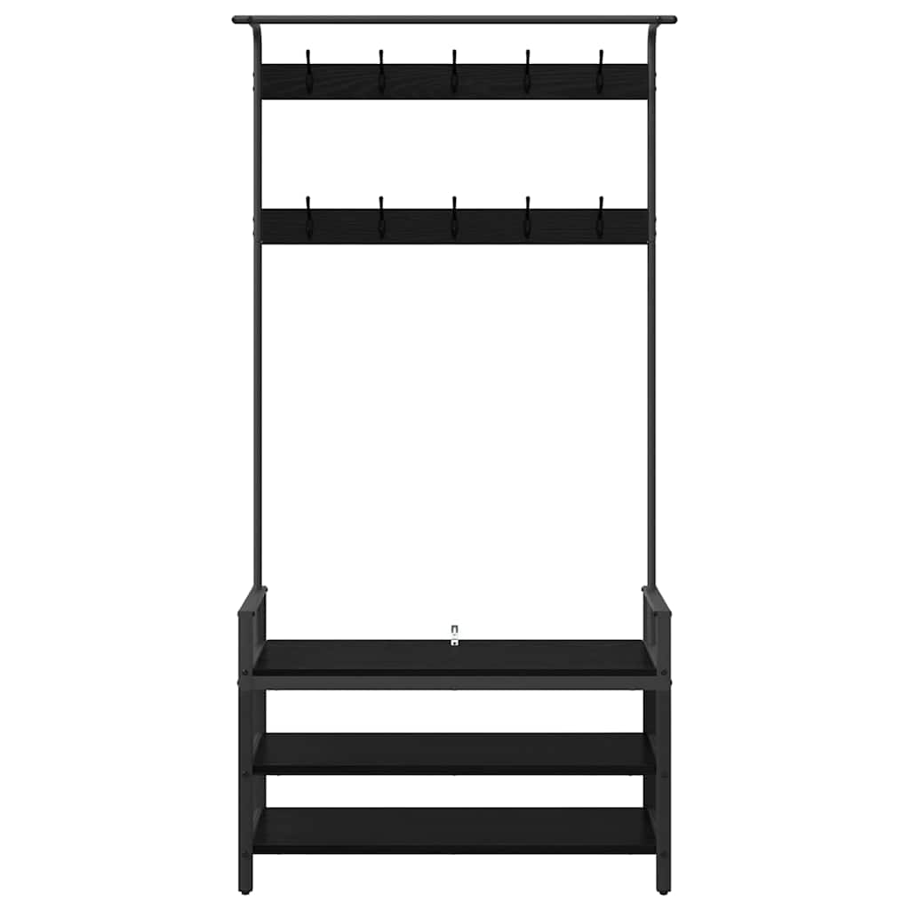 vidaXL Coat Rack with Shelf Black Oak 95 x 34 x 184 cm Engineered wood