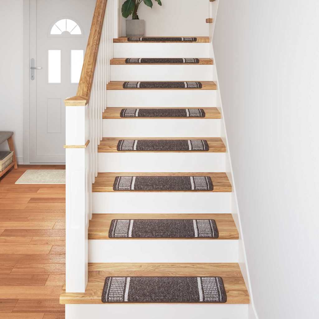 vidaXL Self-adhesive Stair Mats 15 pcs Brown 65 x 21 x 4 cm