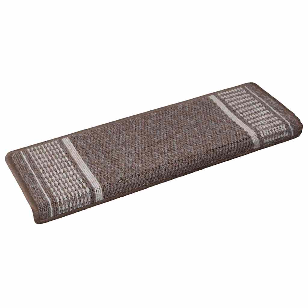 vidaXL Self-adhesive Stair Mats 15 pcs Brown 65 x 21 x 4 cm