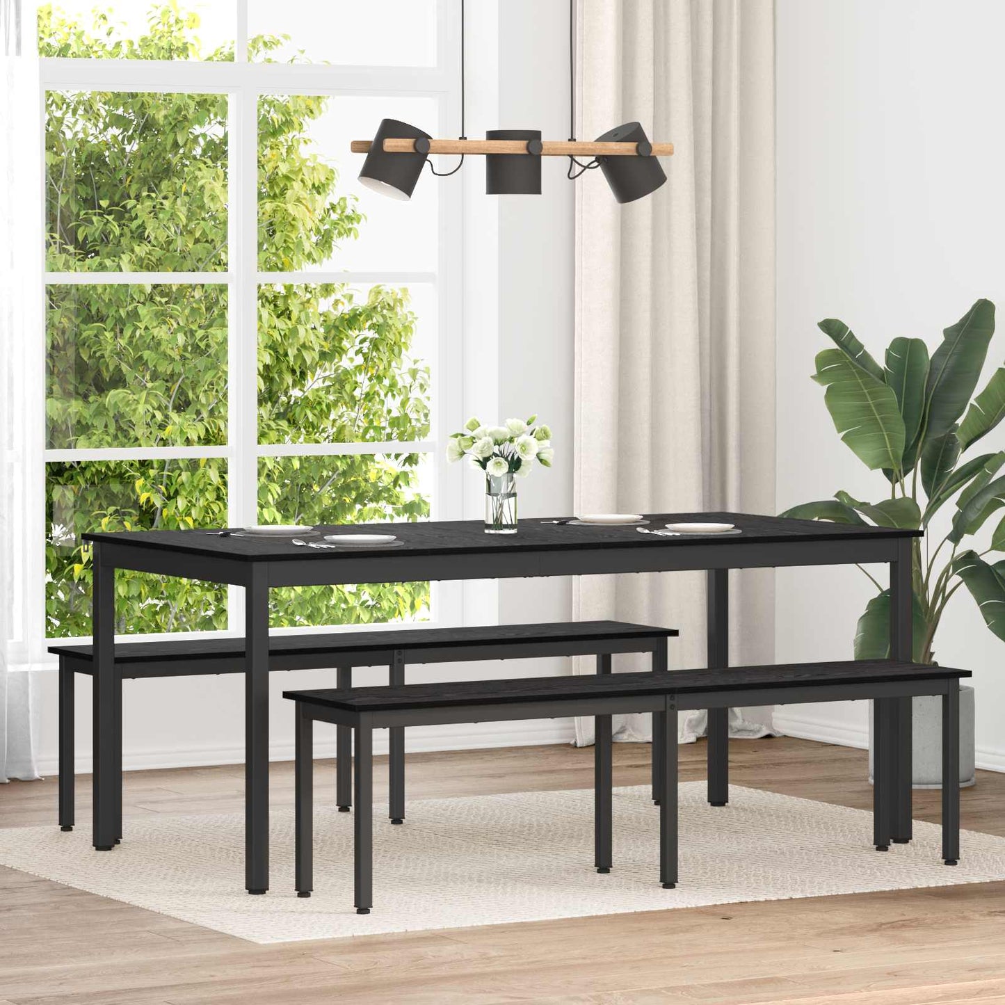 vidaXL Bench Black Oak 160 x 35 x 45 cm Engineered Wood
