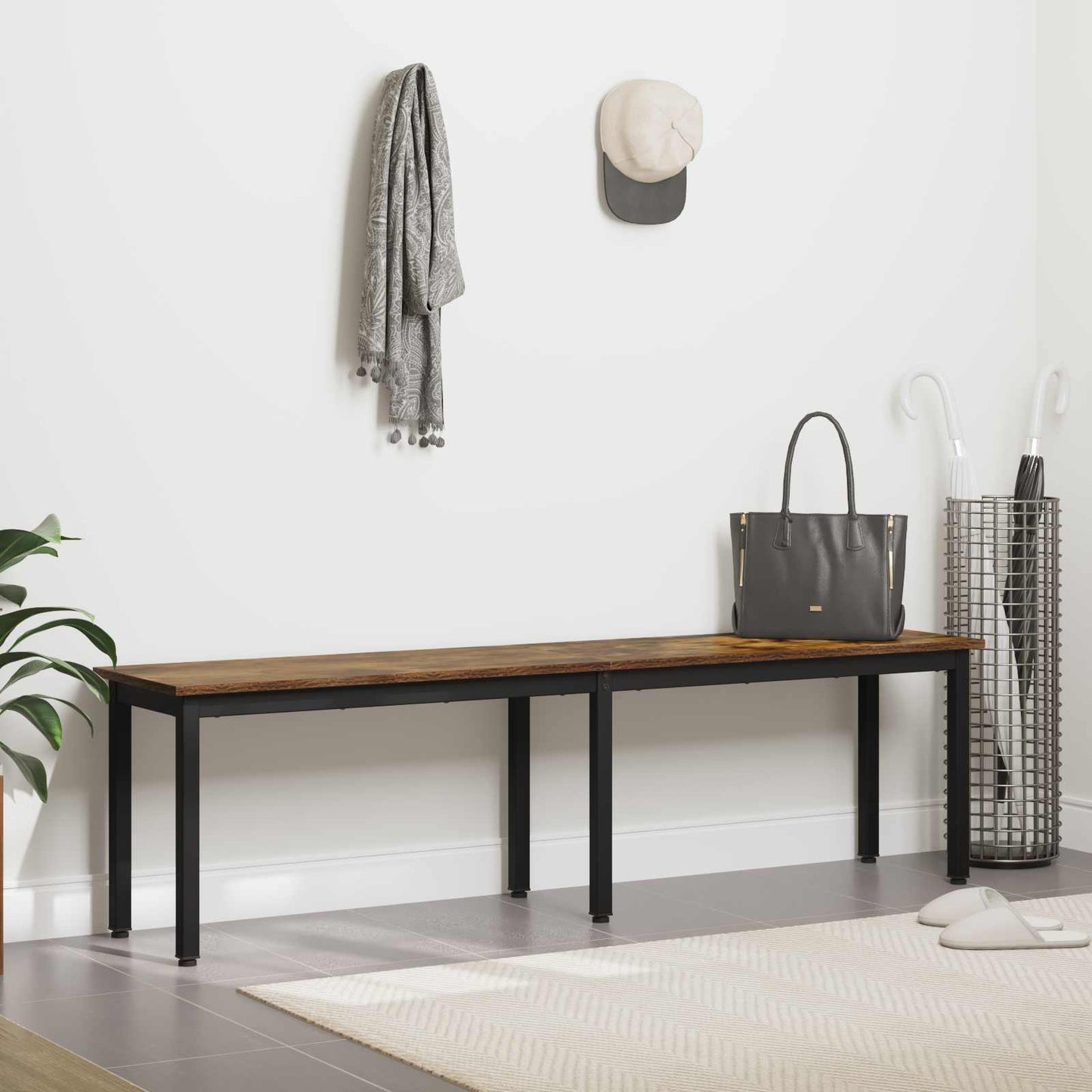 vidaXL Bench Smoke Oak 160 x 35 x 45 cm Engineered Wood