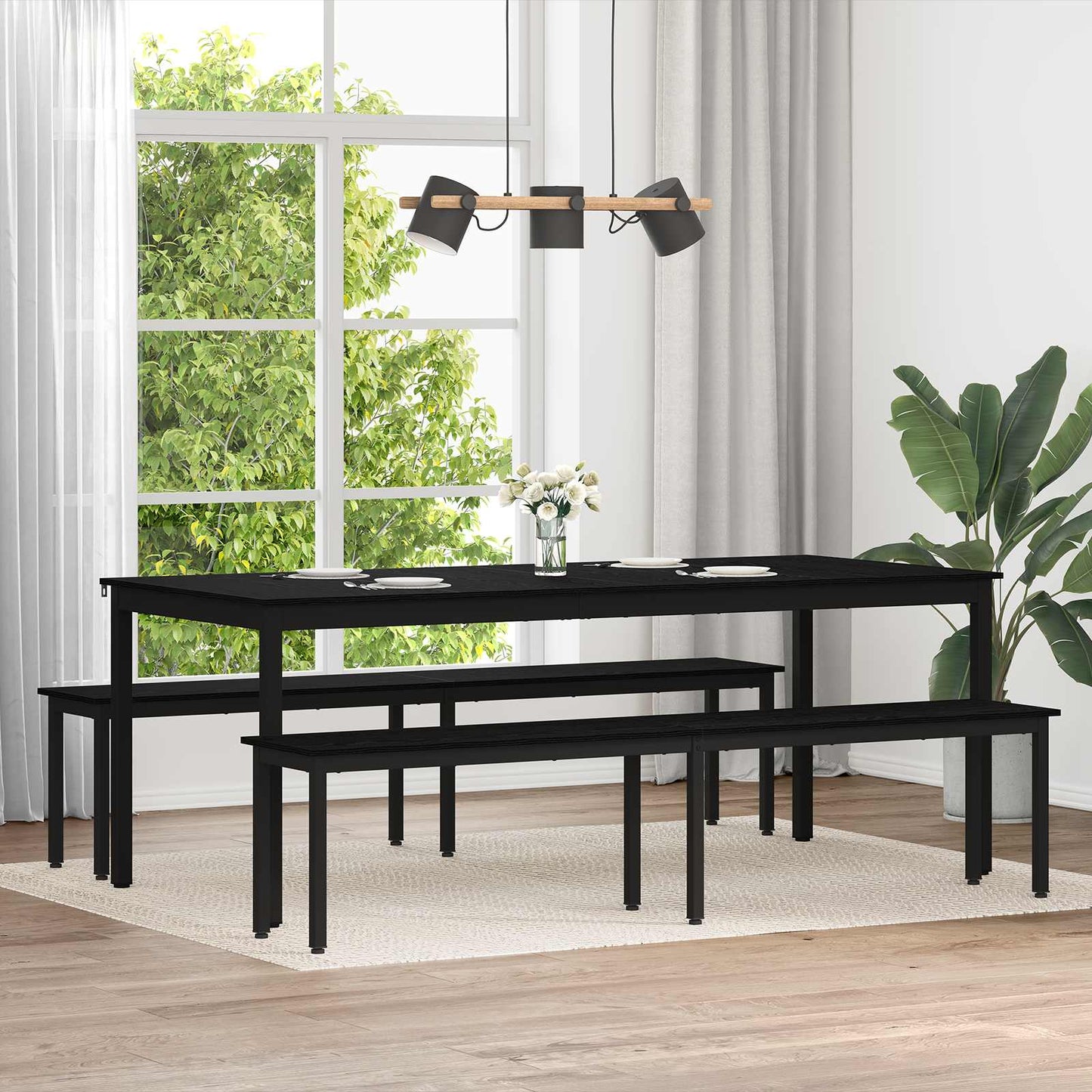 vidaXL Bench Black Oak 200 x 35 x 45 cm Engineered Wood