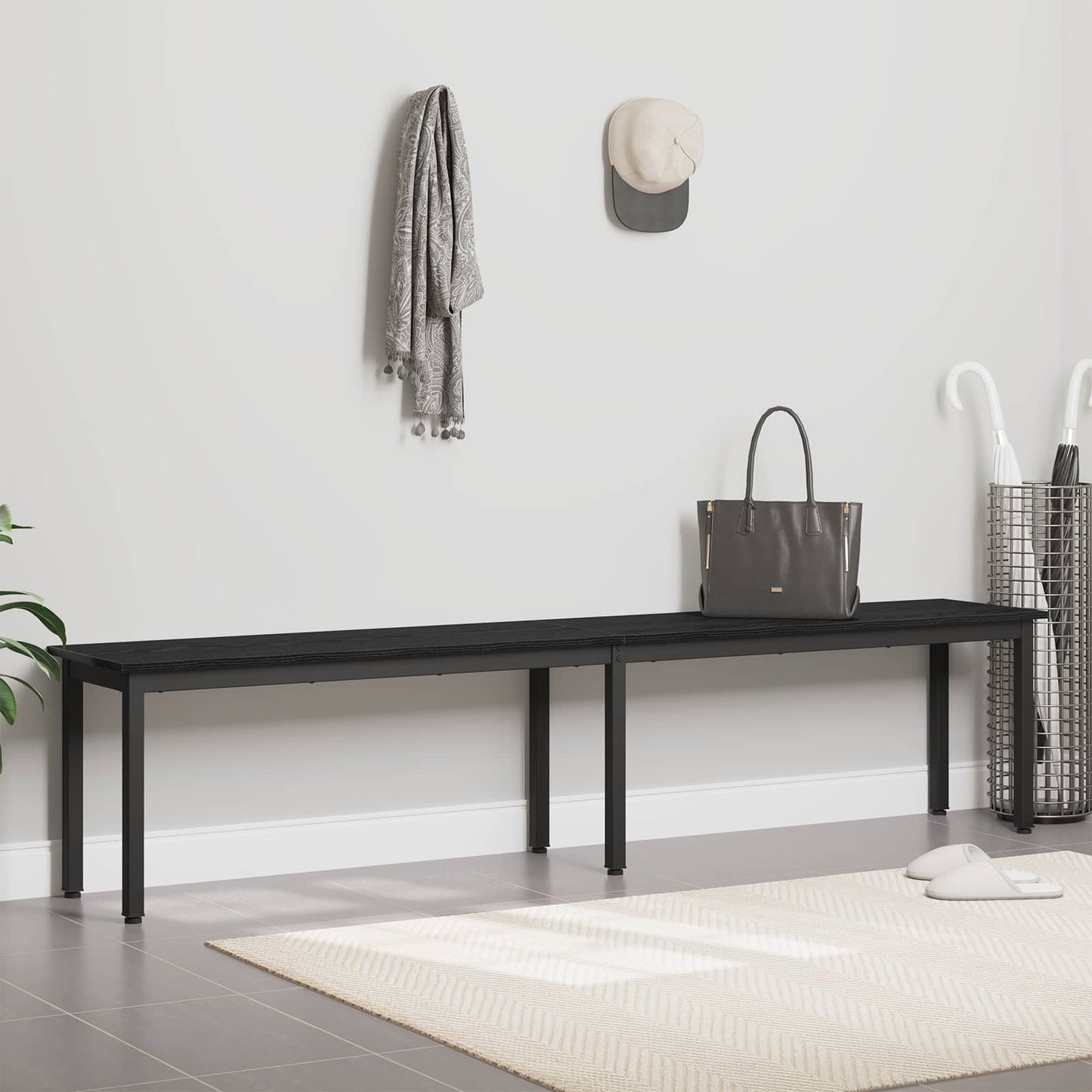 vidaXL Bench Black Oak 200 x 35 x 45 cm Engineered Wood