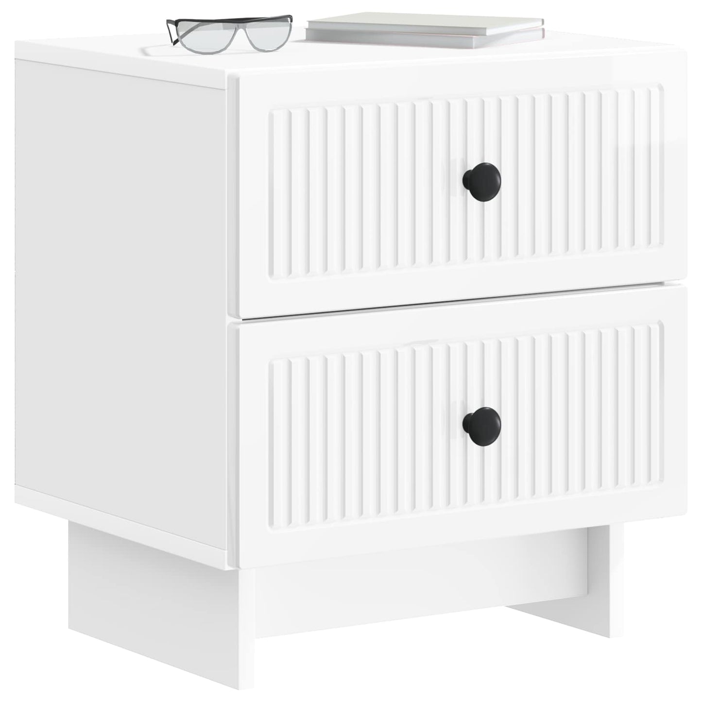 vidaXL Bedside Cabinet High Gloss White 43 x 34.5 x 47.5 cm