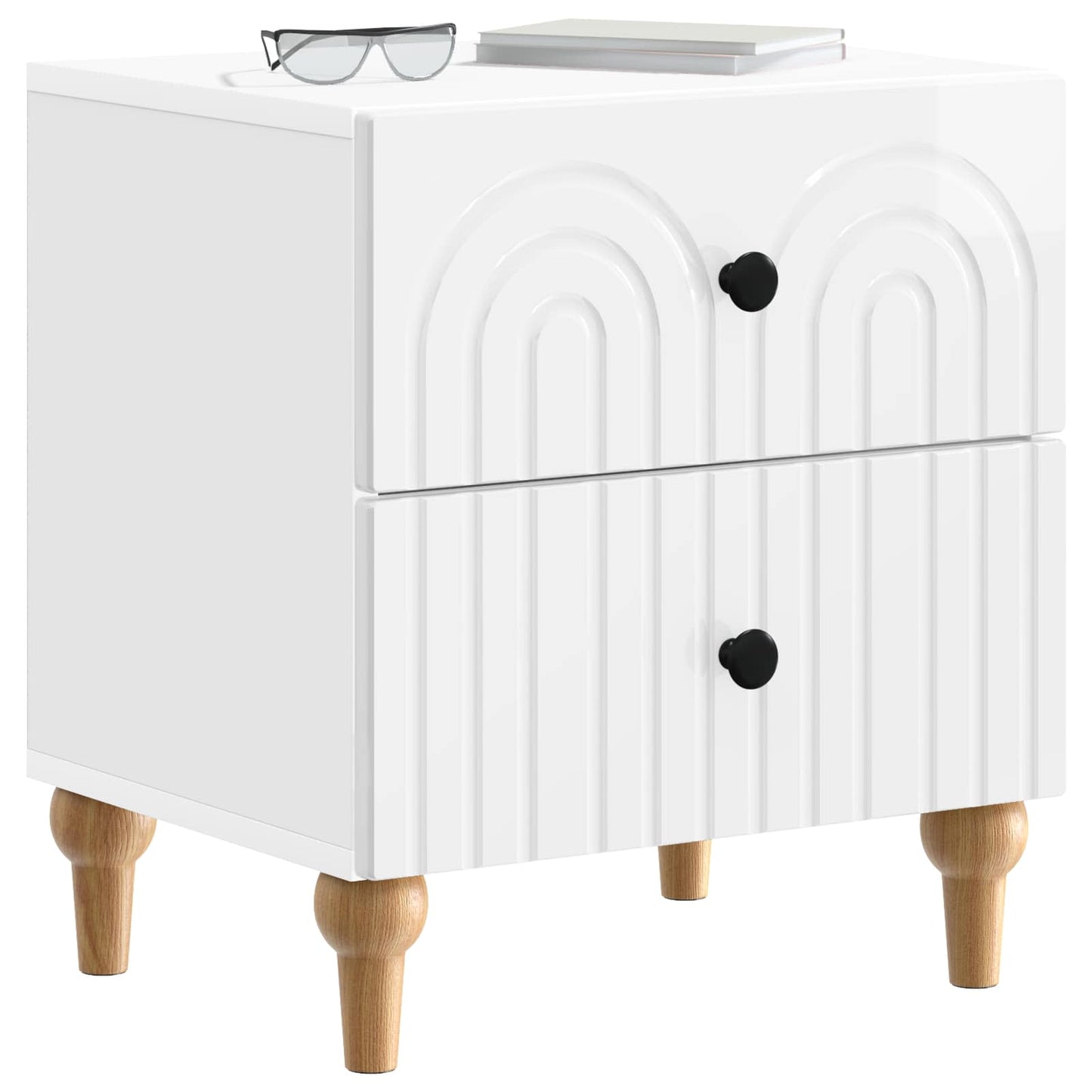 vidaXL Bedside Cabinet with Drawer High Gloss White 43 x 34.5 x 48 cm