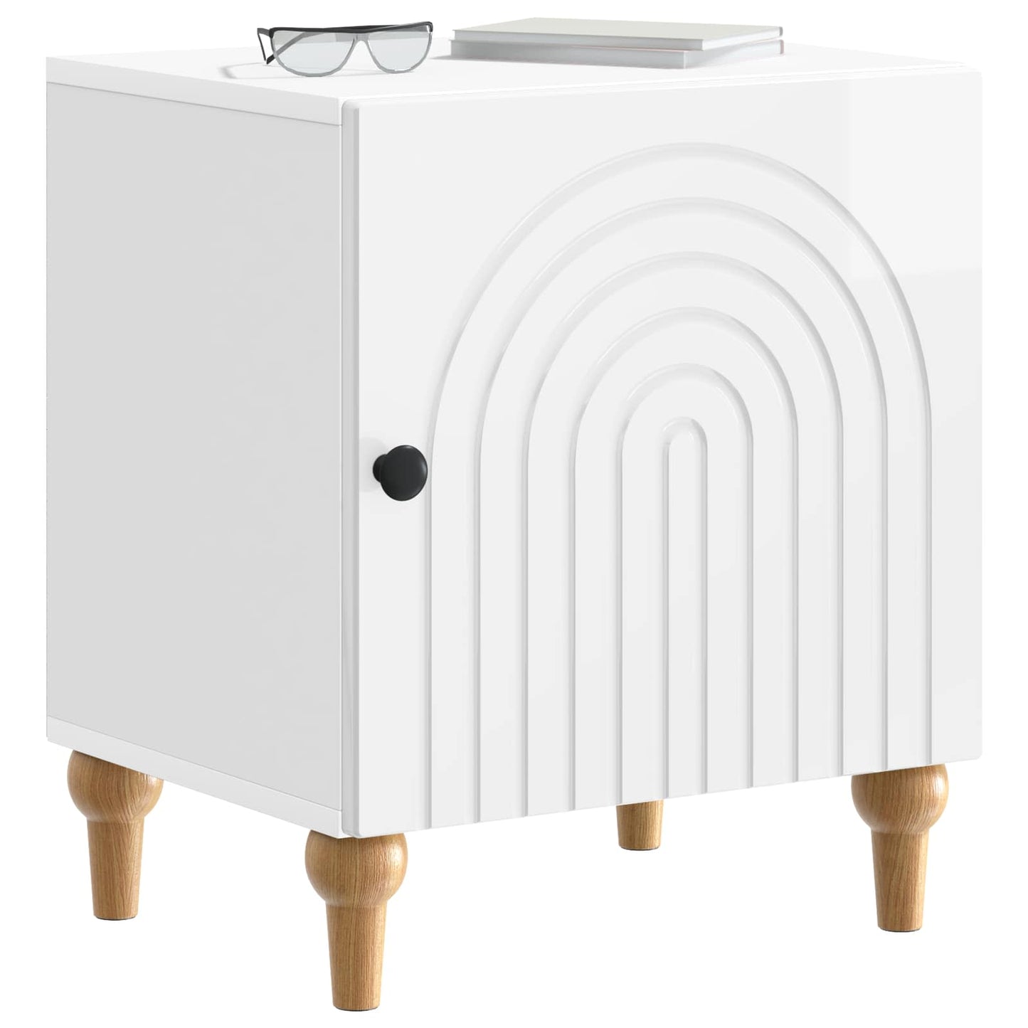 vidaXL Bedside Cabinet High Gloss White 43 x 34.5 x 50 cm