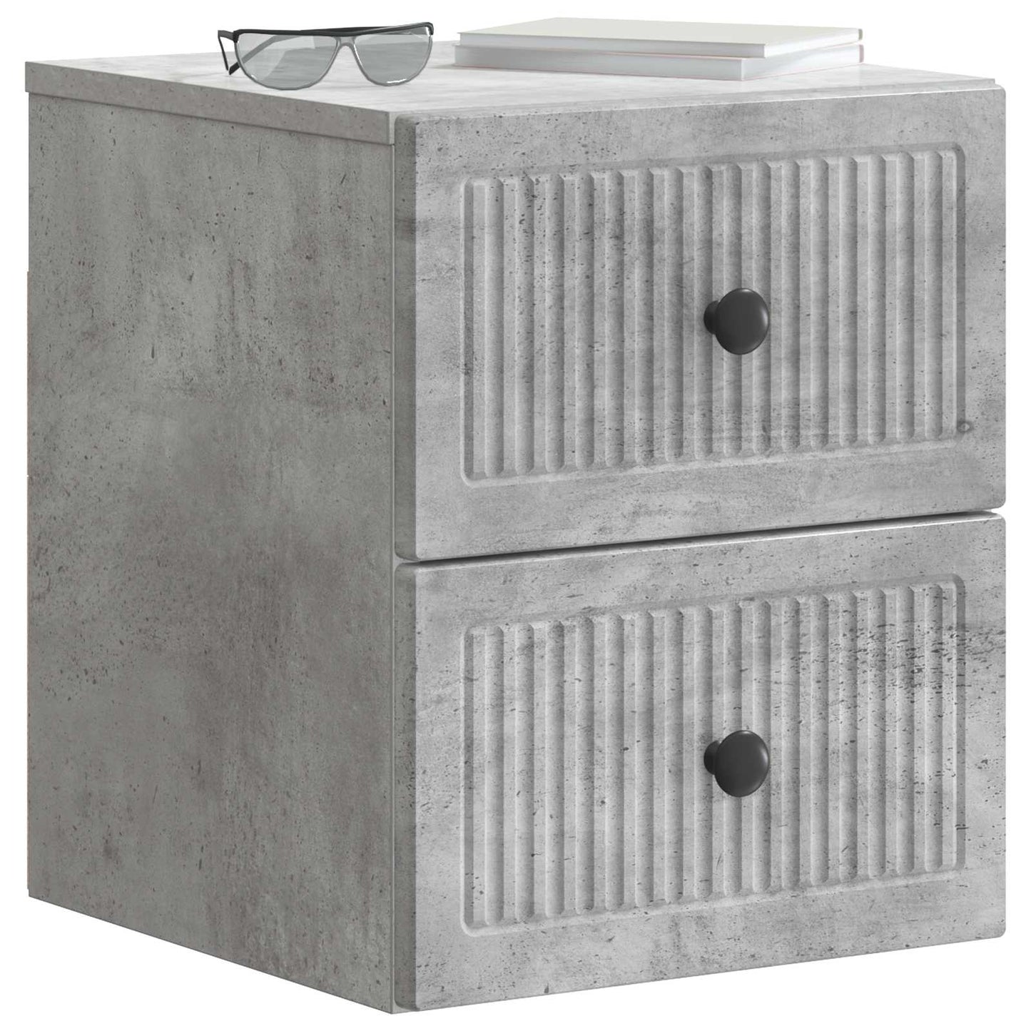 vidaXL Wall-Mounted Bedside Cabinet Concrete Grey 33 x 34.5 x 40 cm