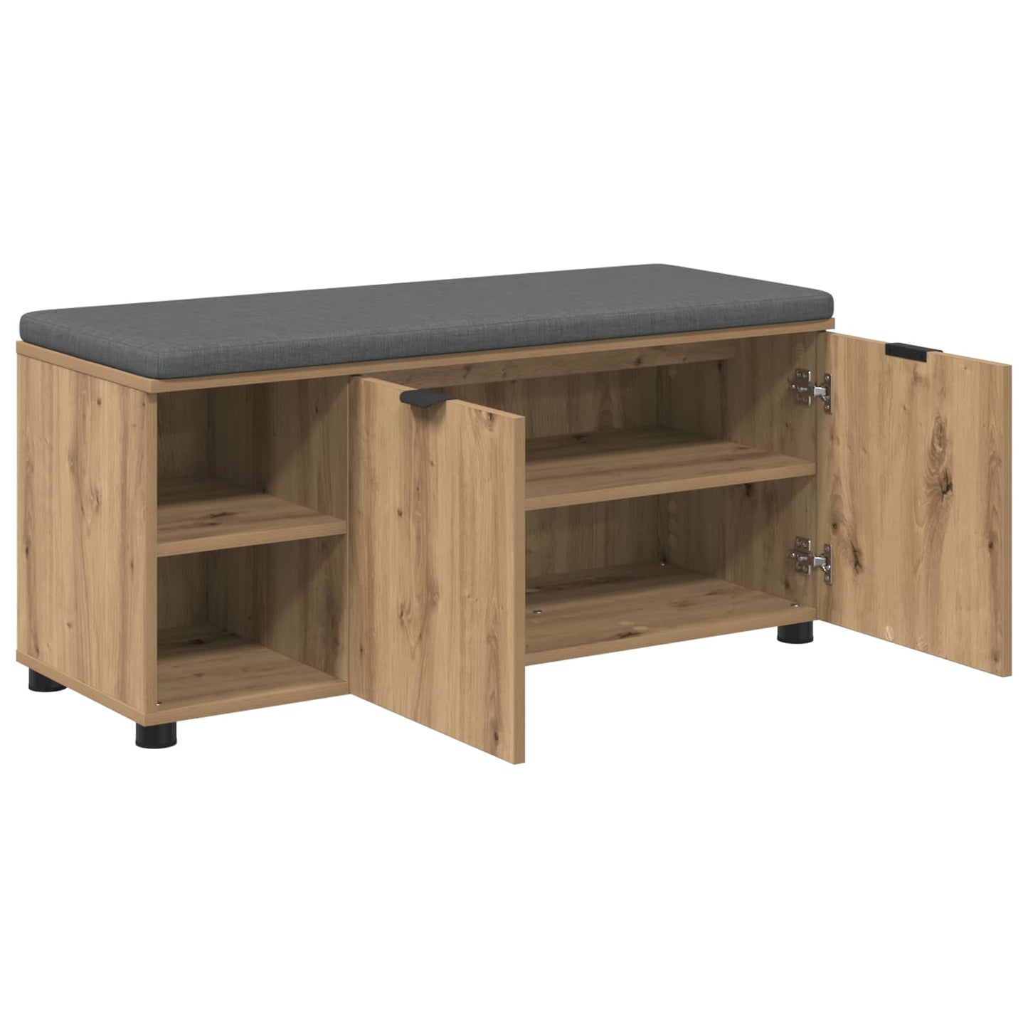 vidaXL Hall Bench with Cushion with Shelf Artisan Oak 100 x 38 x 46 cm