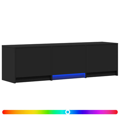 vidaXL TV Cabinet with LED Black 140 x 34 x 40 cm Engineered Wood