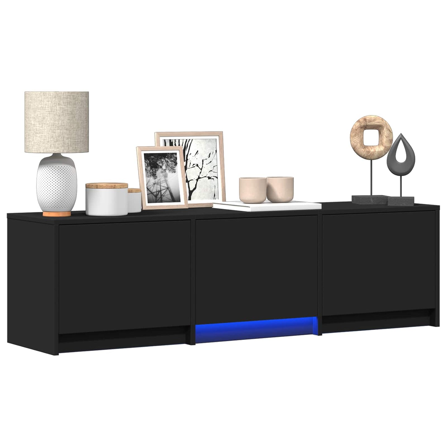 vidaXL TV Cabinet with LED Black 140 x 34 x 40 cm Engineered Wood