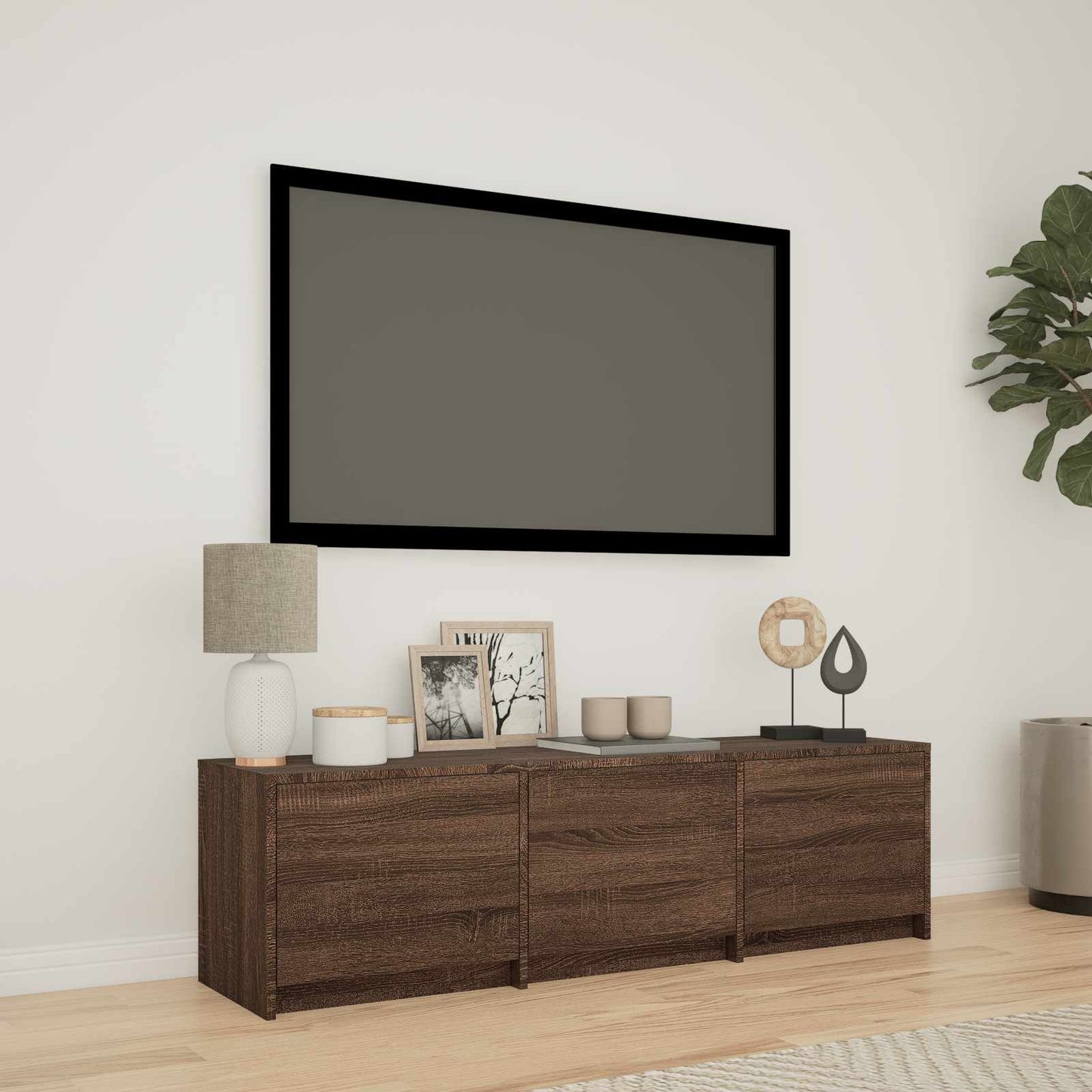 vidaXL TV Cabinet with LED Brown Oak 140 x 34 x 40 cm Engineered Wood