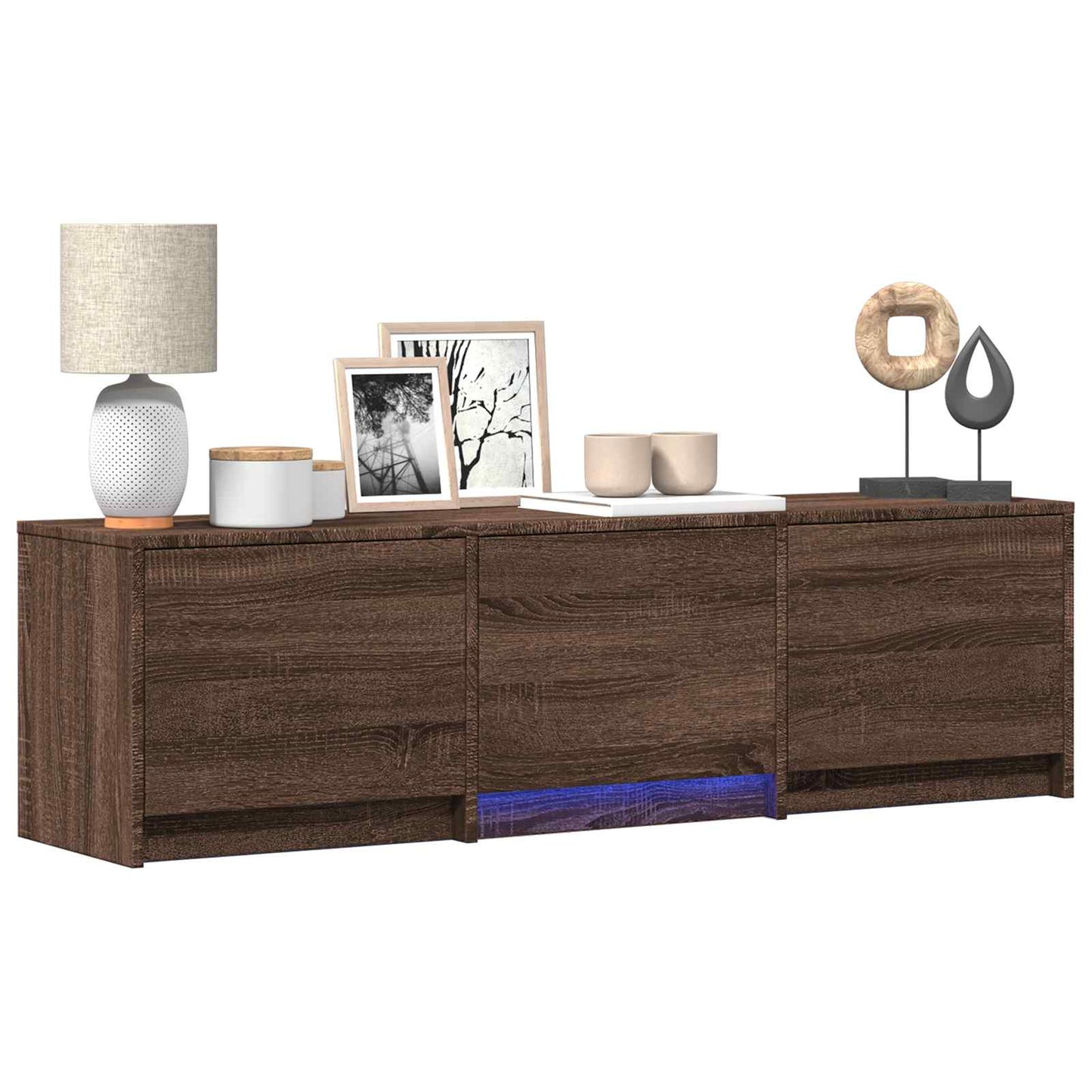 vidaXL TV Cabinet with LED Brown Oak 140 x 34 x 40 cm Engineered Wood