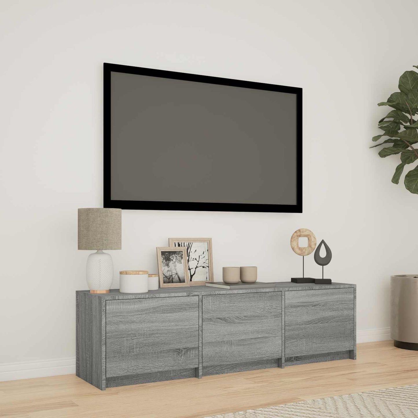 vidaXL TV Cabinet with LED with LED Grey Sonoma 140 x 34 x 40 cm