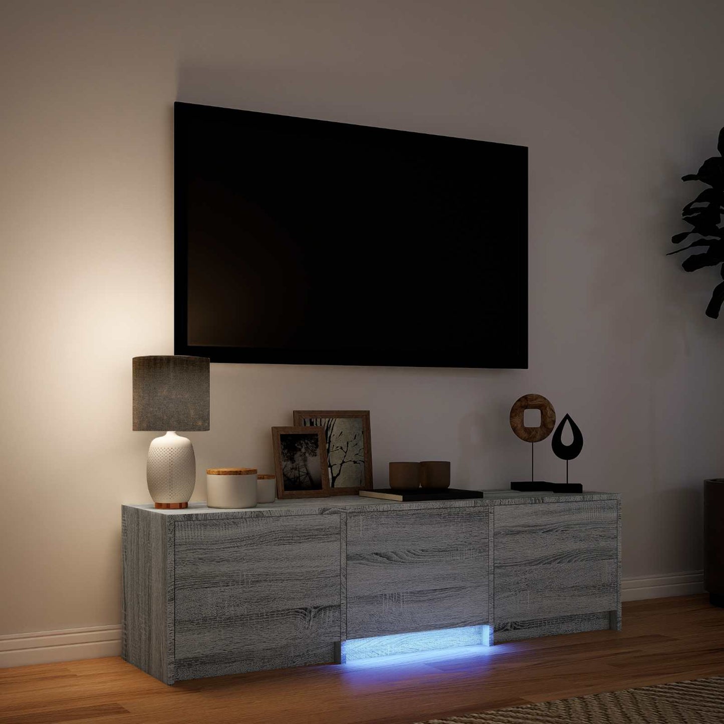 vidaXL TV Cabinet with LED with LED Grey Sonoma 140 x 34 x 40 cm