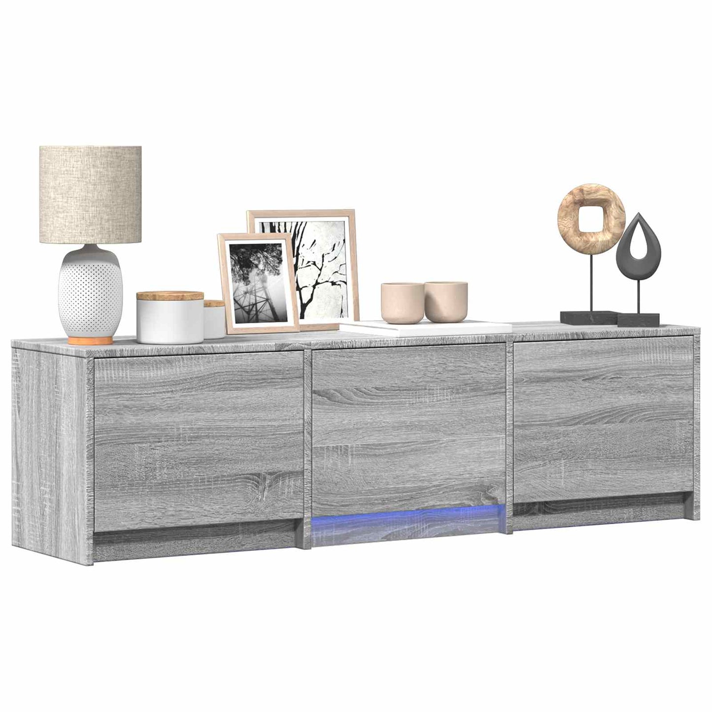 vidaXL TV Cabinet with LED with LED Grey Sonoma 140 x 34 x 40 cm