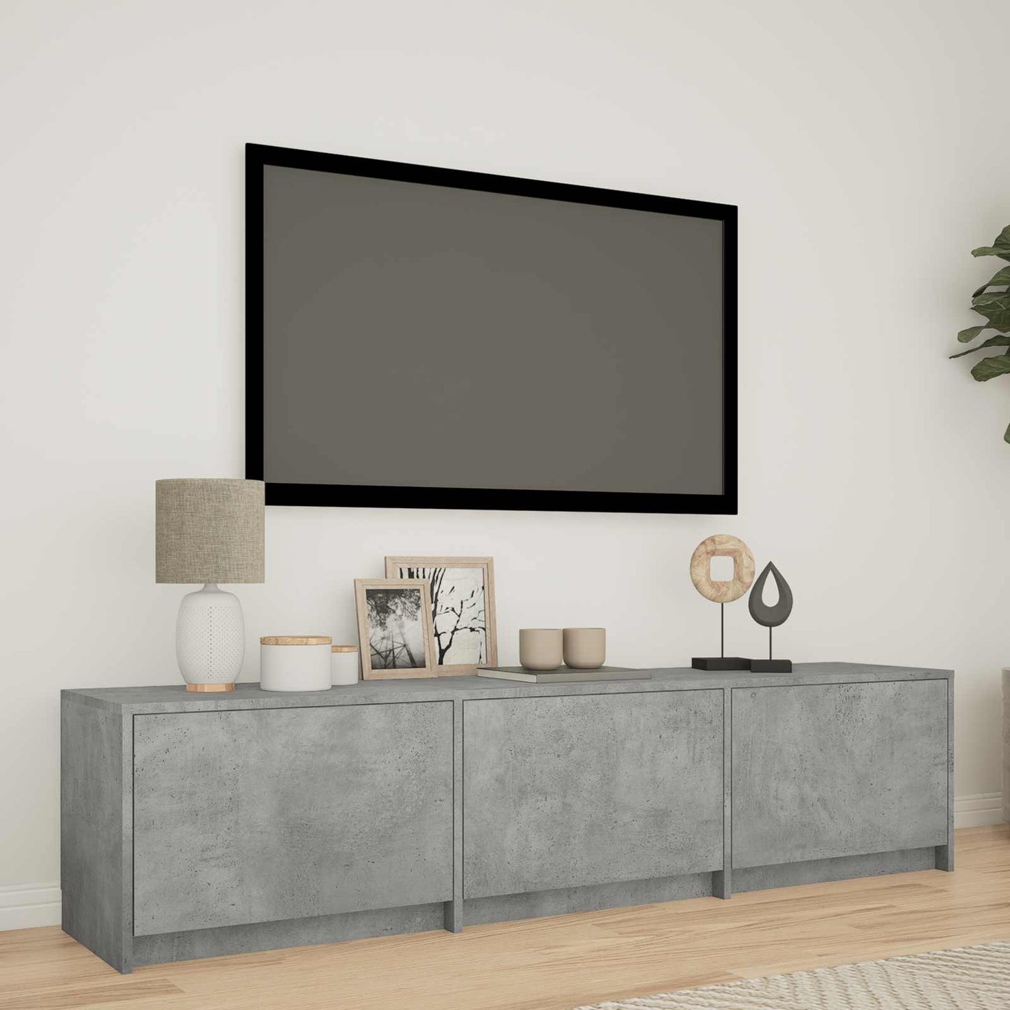 vidaXL TV Cabinet with LED with LED Concrete Grey 165 x 34 x 40 cm