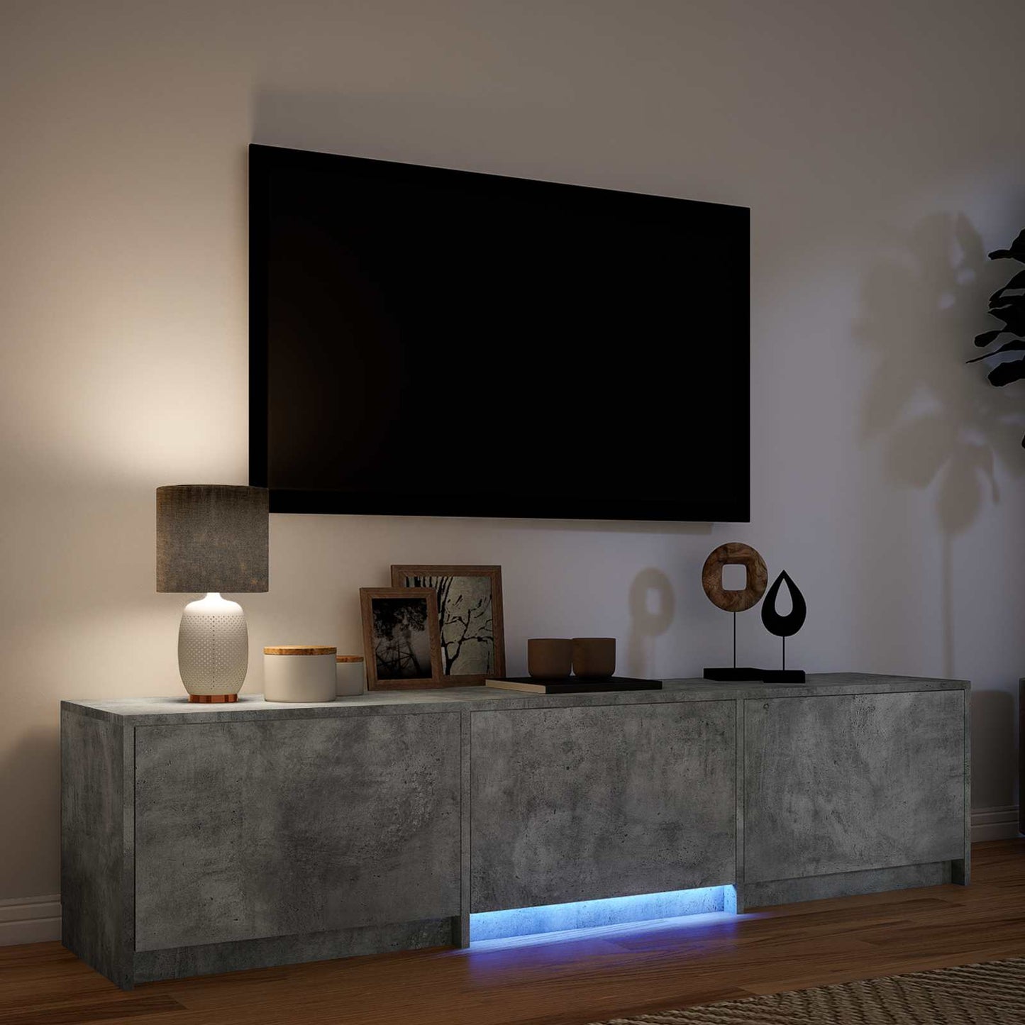 vidaXL TV Cabinet with LED with LED Concrete Grey 165 x 34 x 40 cm