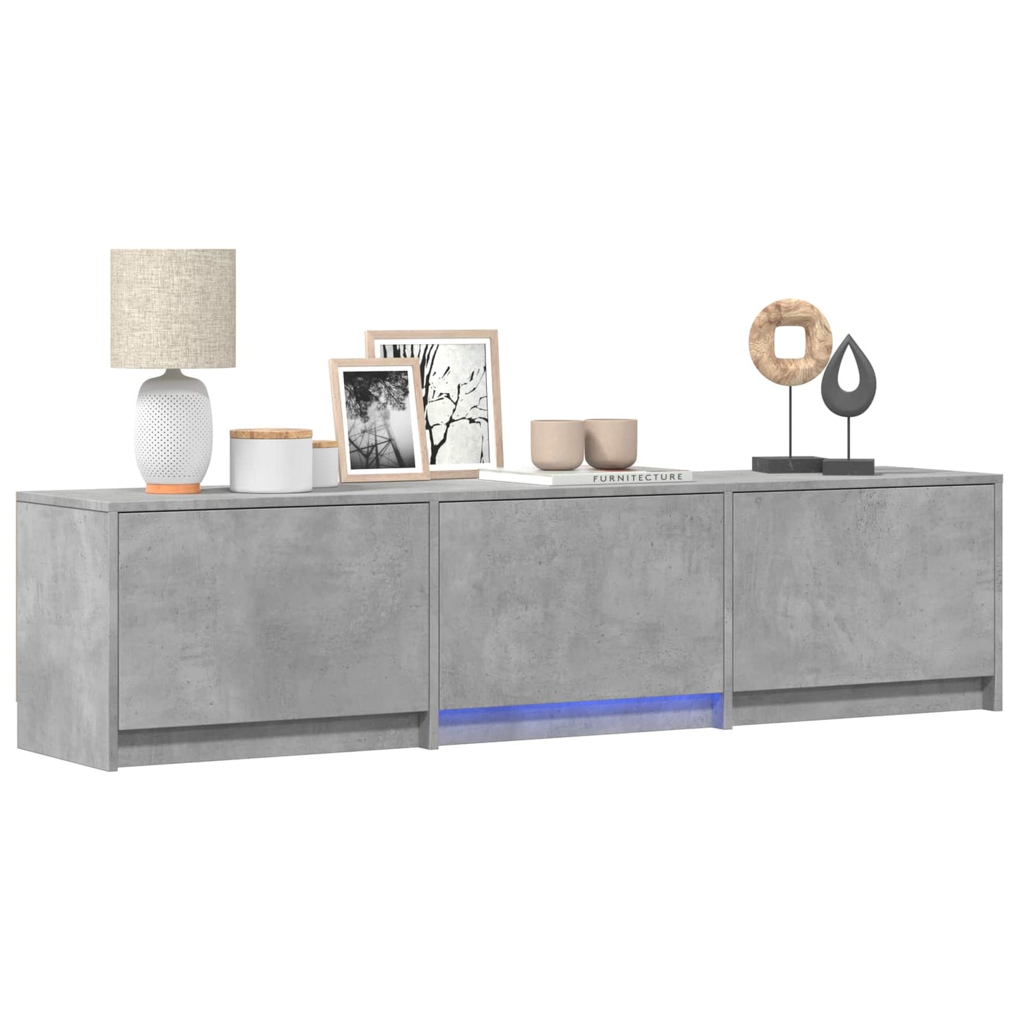 vidaXL TV Cabinet with LED with LED Concrete Grey 165 x 34 x 40 cm