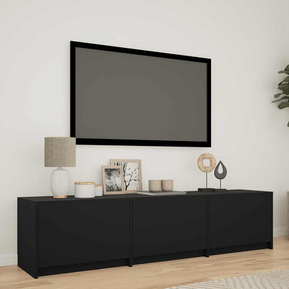 vidaXL TV Cabinet with LED Black 165 x 34 x 40 cm Engineered Wood