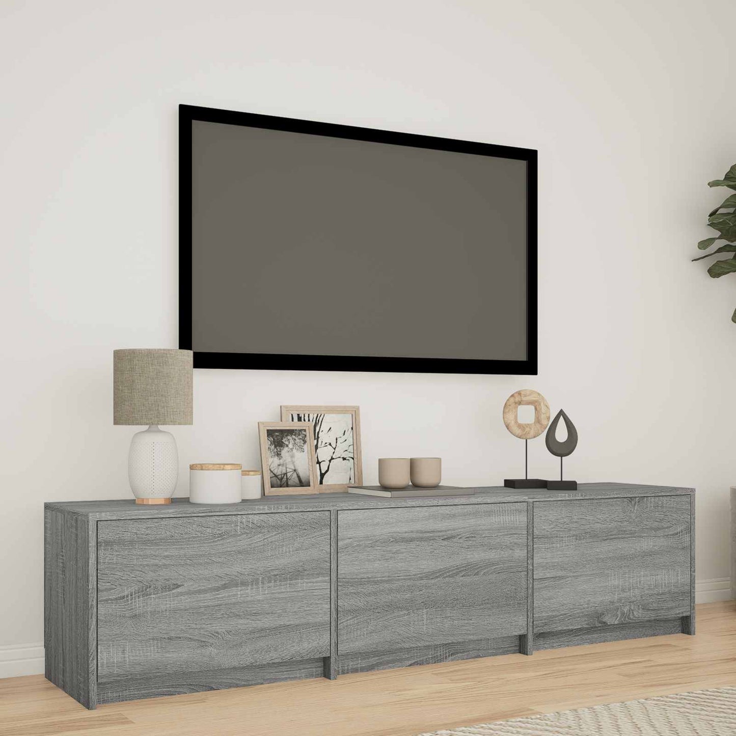 vidaXL TV Cabinet with LED with LED Grey Sonoma 165 x 34 x 40 cm