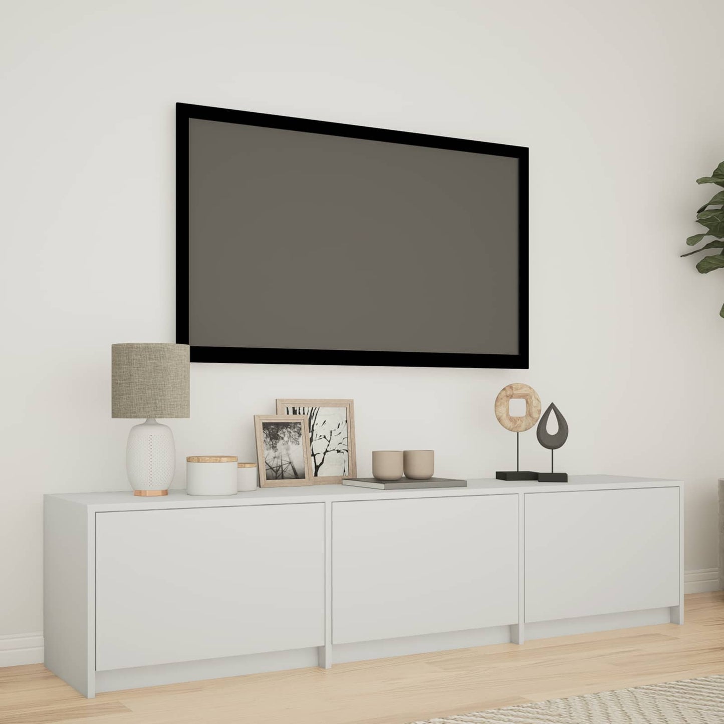 vidaXL TV Cabinet with LED White 165 x 34 x 40 cm Engineered Wood