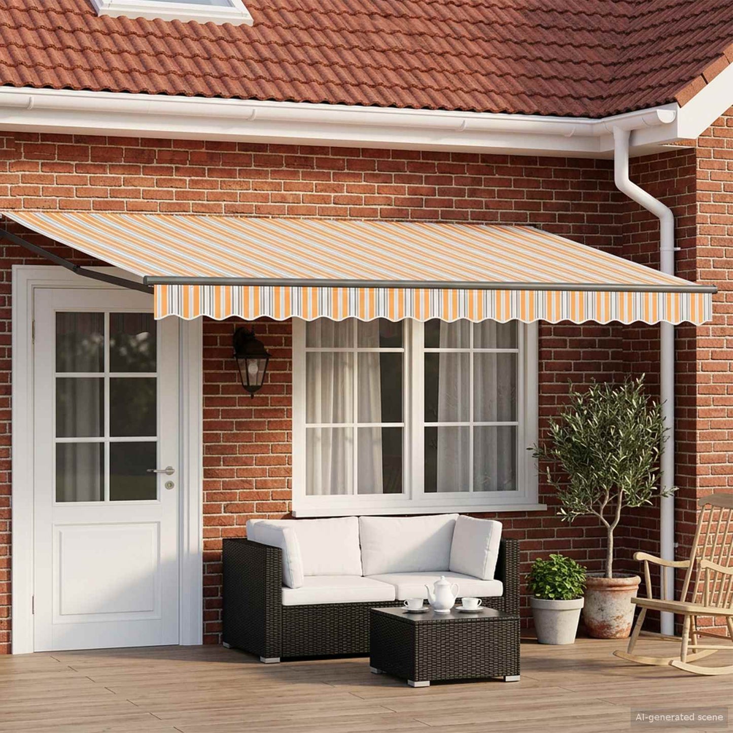 vidaXL Electric Retractable Awning Yellow, Grey and Anthracite 5 x 3 m