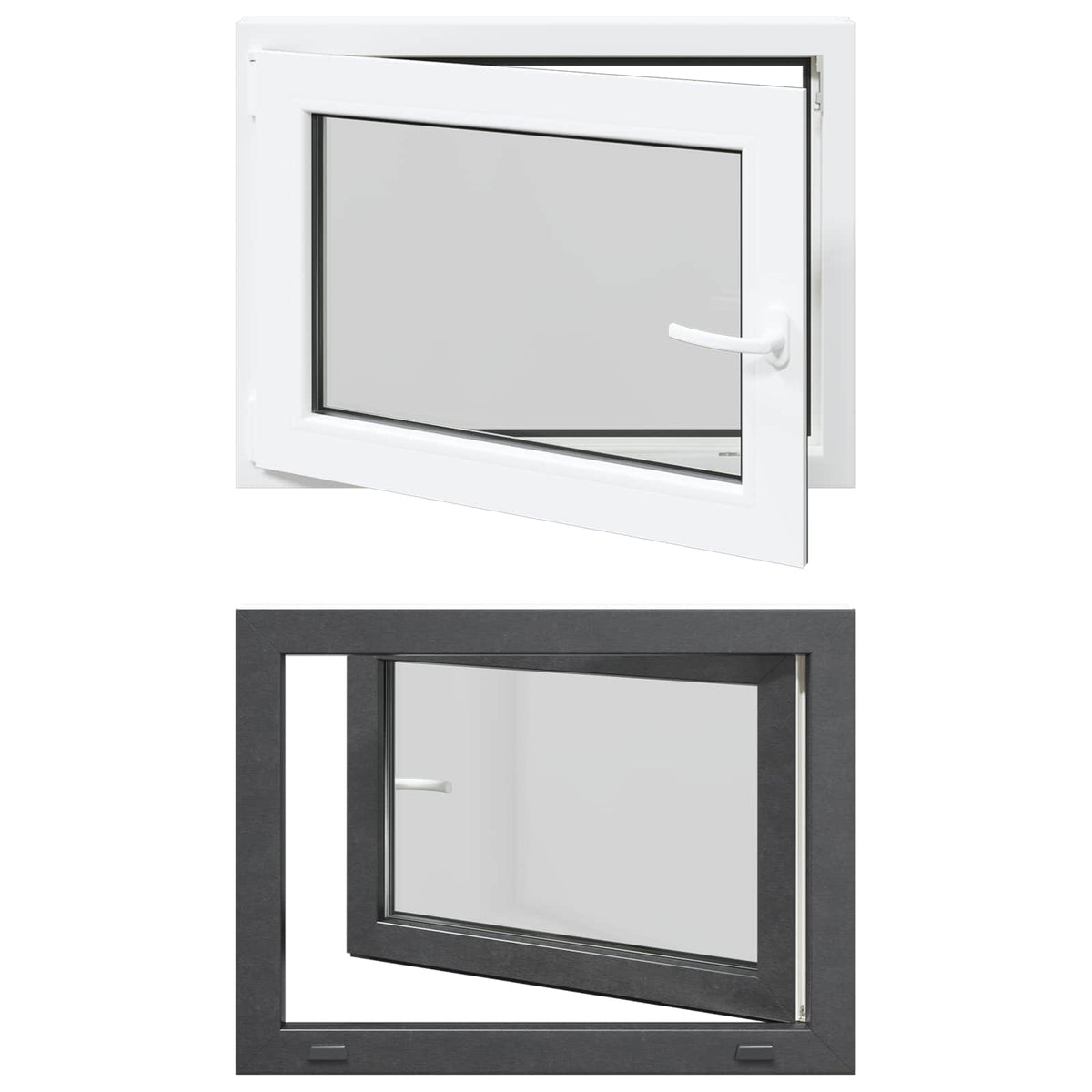 vidaXL Basement Window RISOR 80 x 60 cm PVC and Glass Anthracite