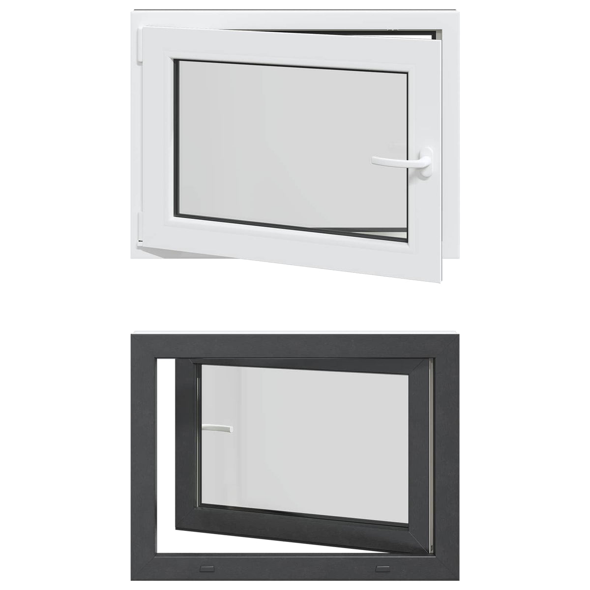 vidaXL Basement Window RISOR 80 x 60 cm PVC and Glass Anthracite
