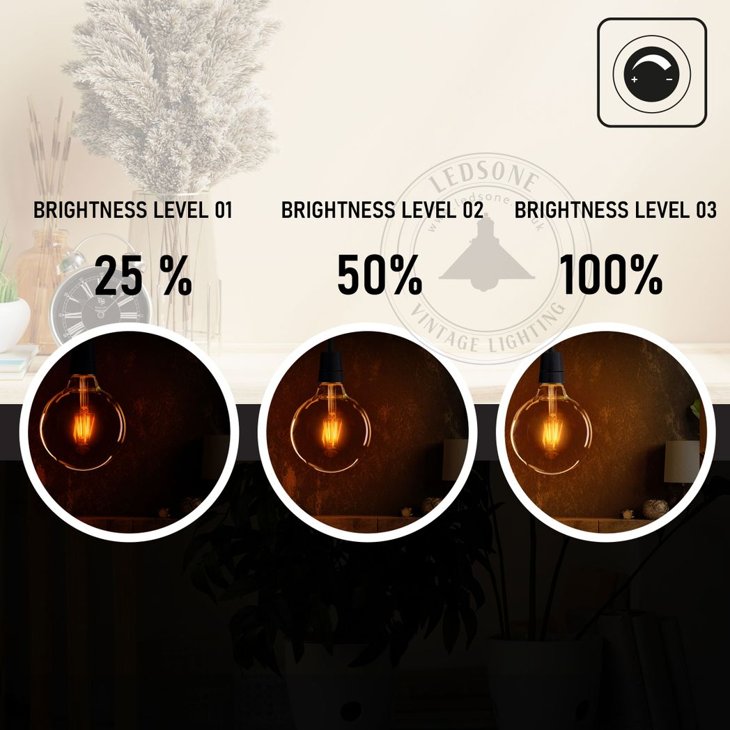 2 Pack E27 LED Edison Dimmable Vintage Amber Glass Warm white 2700K Light Bulbs