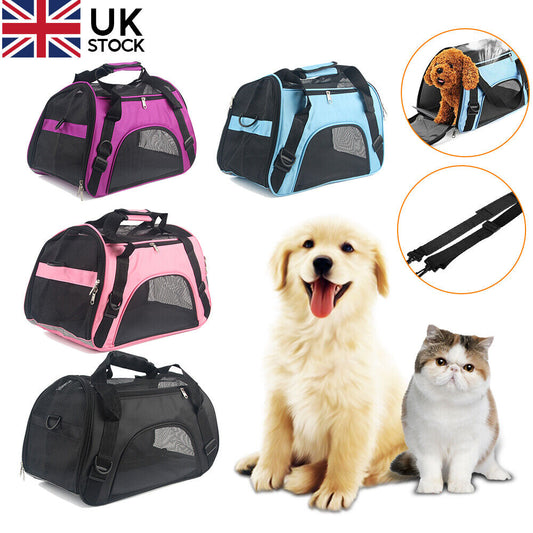 Large Pet Carrier Bag AVC Portable Soft Fabric Fold Dog Cat Puppy Travel Bag-Black