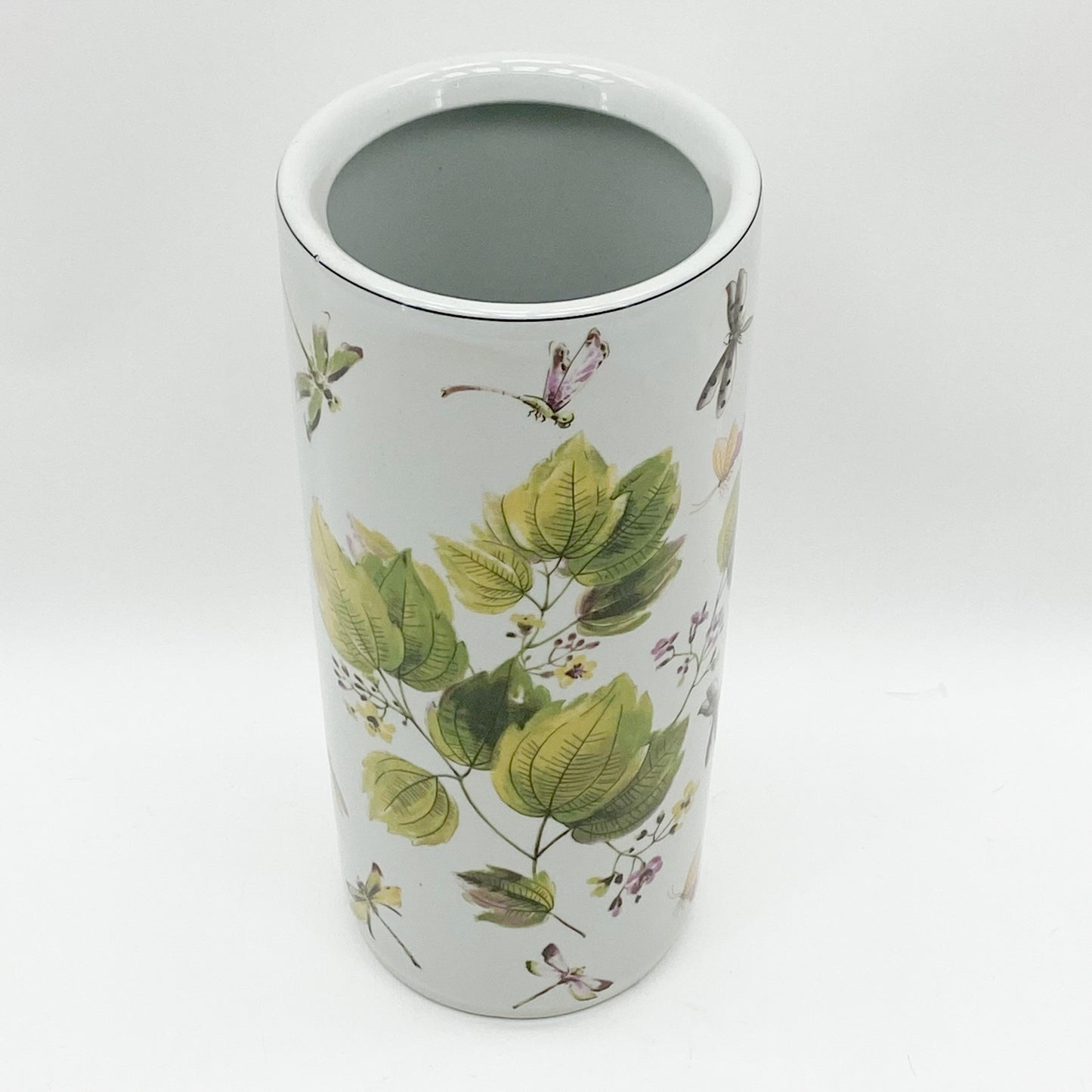 AcaciaHome Durable Ceramic Round Umbrella stand–Perfect Holder for Home, Office, & Entryway - Adds a Sophisticated Touch to Living Spaces for Canes, & Walking Sticks (Green Leaf Umbrella)