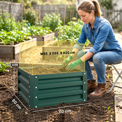 Outsunny Set of Two 60 x 60cm Steel Planter Boxes - Green