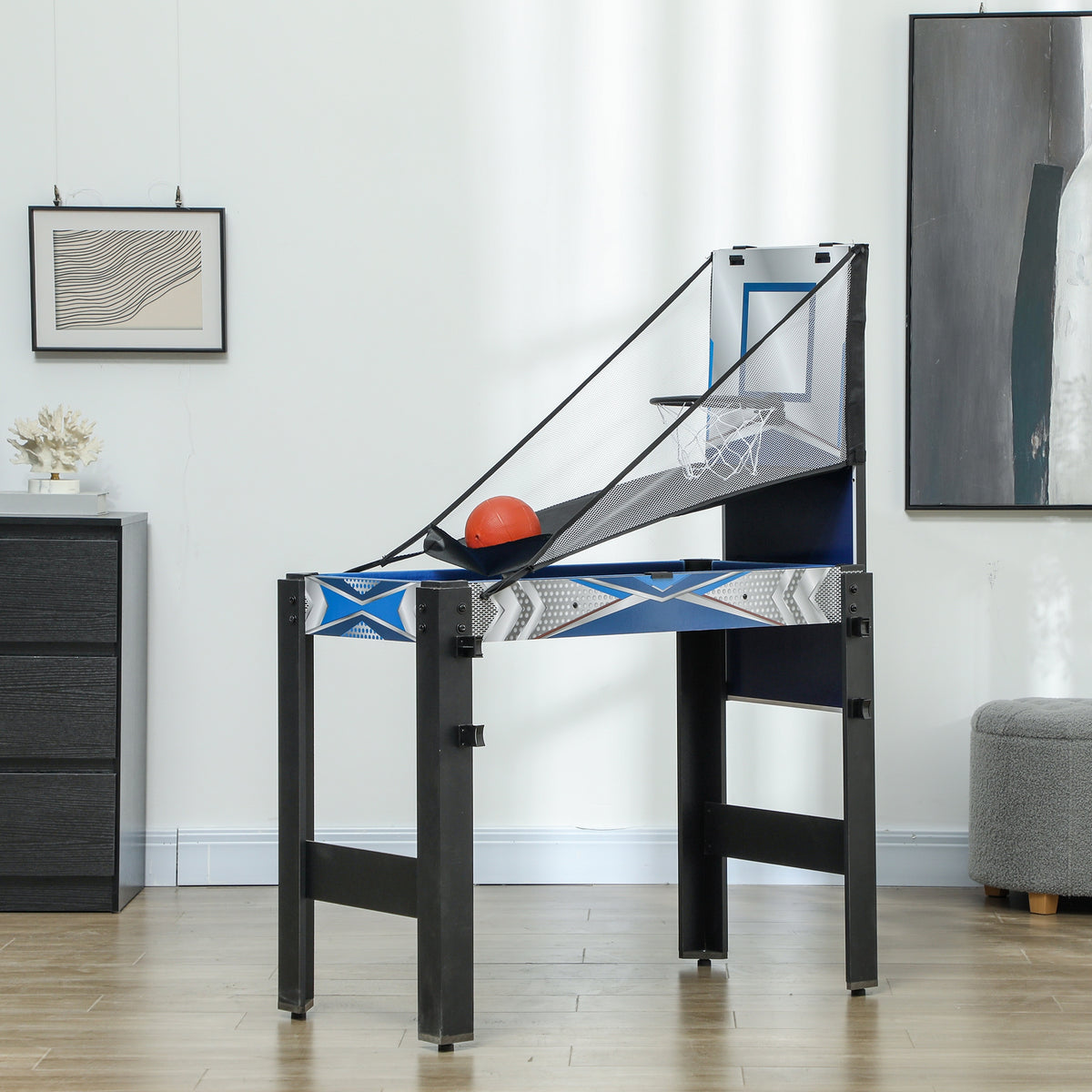 SPORTNOW 5-in-1 Multi Games Table, with Mini Pool, Table Tennis, Basketball, Hockey, Archery, Blue