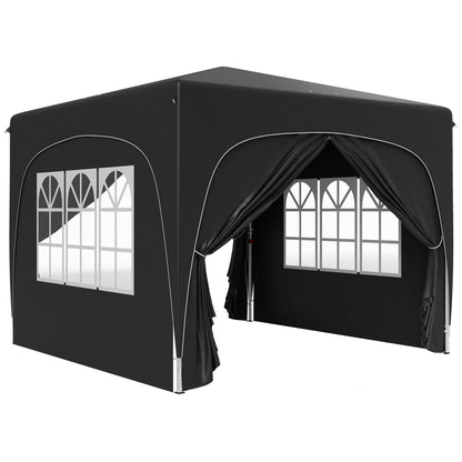 Outsunny 3 x 3m Pop-Up Gazebo Shelter, with Accessories - Black