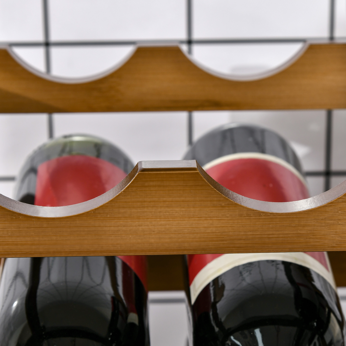 Bamboo Wine Rack 16 Bottles, 4-tier Display Storage Shelves for Countertop
